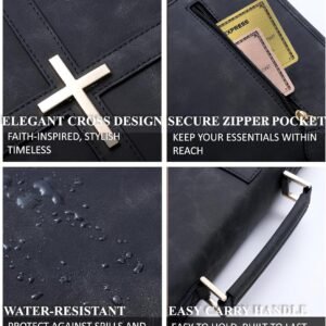Veganes Leder Bibel Cover Case Bibeltasche mit Handytasche Bibelhülle für Männer Frauen Christliche Geschenkbox Verpackung (Schwarz) - Image 4